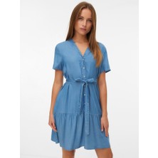 Vero Moda Tencel Elbise 10326058 Vmfleur Ss Short Belt Tencel Dress Ga