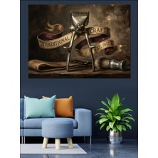 Artmeg Antik Berber Makası ve Tabela Dekoratif Kanvas - Mdf Ahşap Tablo