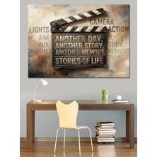 Tablomega Sinema Klaketi Üzerinde Hayat Hikayesi Dekoratif Kanvas - Mdf Ahşap Tablo