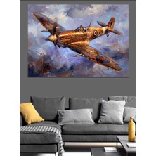 Artmeg Gökyüzünde Süzülen Eski Savaş Uçağı Dekoratif Kanvas - Mdf Ahşap Tablo