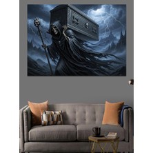 Artmeg Tabut Taşıyan Iskelet Mezarlık Sahnesi Dekoratif Kanvas - Mdf Ahşap Tablo