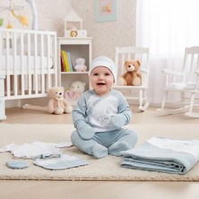 Bebek Organik Pamuk Balık  Nakışlı 10 Lu Hastane Çıkış Zıbın Seti