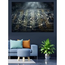 Artmeg Spor Sahası Teknik Çizim Planı Dekoratif Kanvas - Mdf Ahşap Tablo