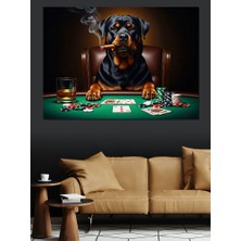 Artmeg Kumar Masasında Poker Oynayan Köpek Dekoratif Kanvas - Mdf Ahşap Tablo