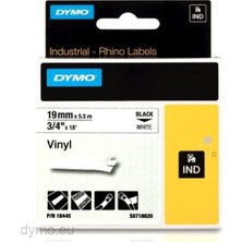 Dymo Rhino Pro Etiketi Renkli Vinil 19 MMx5,5 MT Beyaz Üzerine Siyah 18445