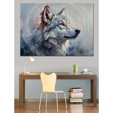 Artmeg Kar Yağışında Asil Beyaz Kurt Dekoratif Kanvas - Mdf Ahşap Tablo