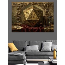 Tablomega Geometrik Zar ve Antika Desenler Dekoratif Kanvas - Mdf Ahşap Tablo