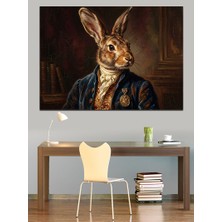 Artmeg Aristokrat Kıyafetli Tavşan Portresi Dekoratif Kanvas - Mdf Ahşap Tablo