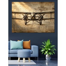 Artmeg Uçak Kanadında Oturan Pin-Up Kadın Dekoratif Kanvas - Mdf Ahşap Tablo