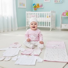 Kız Bebek Gaye Organik 0-3 Ay Çiçekli Tavşan Nakışlı 10 Lu Hastane Çıkış Zıbın Seti
