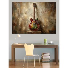 Artmeg Duvarda Asılı Tek Elektro Gitar Dekoratif Kanvas - Mdf Ahşap Tablo