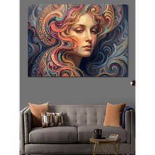 Artmeg Renkli Saçlı Sürreal Kadın Portresi Dekoratif Kanvas - Mdf Ahşap Tablo