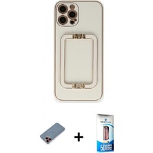 İlk El Grup Ieg™ iPhone 12 Pro Max Kılıf Kozmos Minimal Prime - Siyah 5d Eko Cam Ekran Koruyucu + Kırmızı Metal Kamera Lens Koruma Cam