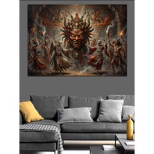 Artmeg Mistik Tanrıça ve Tapınak Ayini Dekoratif Kanvas - Mdf Ahşap Tablo