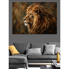 Artmeg Mağrur Bakışlı Aslan Başı Portresi Dekoratif Kanvas - Mdf Ahşap Tablo