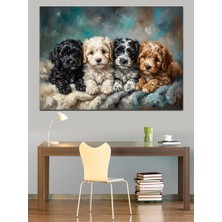 Artmeg Yan Yana Duran Yavru Köpekler Dekoratif Kanvas - Mdf Ahşap Tablo