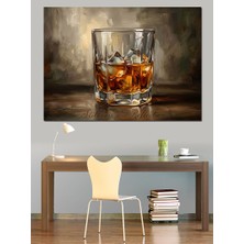 Artmeg Buzlu Viski Bardağı Dekoratif Kanvas - Mdf Ahşap Tablo