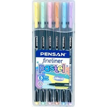 Pensan Fineliner 6200 6 Renk Pastel Keçe Uç Kalem 1 Adet 0.4 mm Ölçü Pvc Kutu İçinde