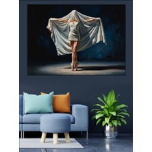 Artmeg Beyaz Örtü Altında Dans Eden Kadın Dekoratif Kanvas - Mdf Ahşap Tablo