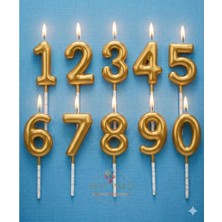 Best Parti Gold Renk Doğum Günü Rakam Pasta Mumu Yaş-3