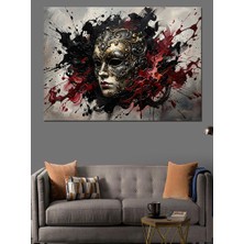 Artmeg Sanatsal Maske ve Boya Sıçramaları Dekoratif Kanvas - Mdf Ahşap Tablo