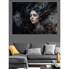 Artmeg Karanlıklar Içinde Kederli Kadın Yüzü Dekoratif Kanvas - Mdf Ahşap Tablo