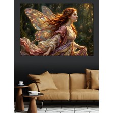 Artmeg Kanatlı Orman Perisi Kadın Portresi Dekoratif Kanvas - Mdf Ahşap Tablo