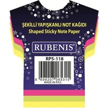 Rubenis Rps-118 Yapışkanlı Not Kağıdı Tişört Desenli Fosforlu 4 Renk (12 Koçan)