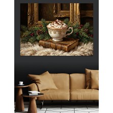 Artmeg Kitap Üstünde Sıcak Çikolata Keyfi Dekoratif Kanvas - Mdf Ahşap Tablo