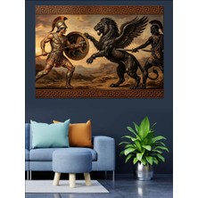 Artmeg Kanatlı Atla Savaşan Antik Asker Dekoratif Kanvas - Mdf Ahşap Tablo