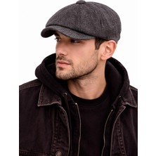 Valkyrie Unisex Siyah Balıksırtı Kasket Şapka Vintage Ingiliz Stil 8 Dilimli Newsboy Cap
