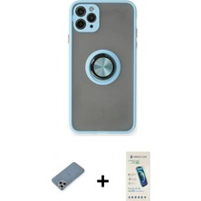 İlk El Grup Ieg™ iPhone 11 Pro Max Kılıf Yörünge Çizgi - Şeffaf Pasifik Cam Ekran Koruyucu + Gümüş Metal Kamera Lens Koruma Cam