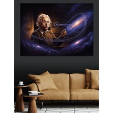 Artmeg Einstein ve Evrenin Derin Sırları Dekoratif Kanvas - Mdf Ahşap Tablo