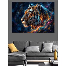 Artmeg Kozmik Enerji Içinde Renkli Kaplan Dekoratif Kanvas - Mdf Ahşap Tablo