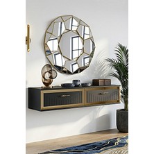 Yumedi Design DA1206AG - Kerem Dresuar , Antre Hol Rafı, Duvara Montaj Tv Sehpası 120CM Antrasit- Gold