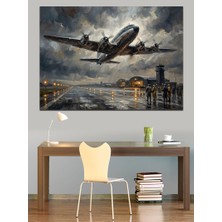 Tablomega Bulutların Üzerinde Uçan Büyük Yolcu Uçağı Dekoratif Kanvas - Mdf Ahşap Tablo