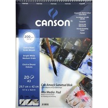 Canson A3 Üsten Spiralli Finface Resim Blok 200 Gram 20 Yaprak Fcns20020A3Us