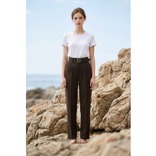 Hies Kadın Palazzo Double Kırışmaz Kumaş Yeni Sezon Kemerli Pantolon