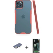 İlk El Grup Ieg™ iPhone 12 Pro Max Atlas Asil Serisi - Siyah 360 Mat Full Body Arka Koruyucu + Yeşil Renkli Kamera Lens Koruma Cam