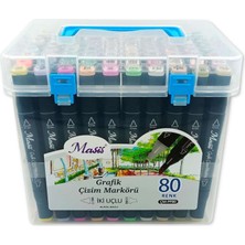 Masis Grafik Çizim Markör Kalemi Twin Çift Uçlu 0,2 Mm - 0,5 Mm 80 Renk Pp ÇM-PP80