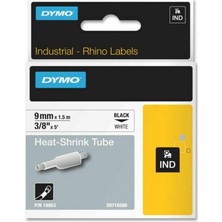 Dymo Rhinopro Isıyla Küçülen Şerit 9Mmx1,5Mt Beyaz-Siyah 18053