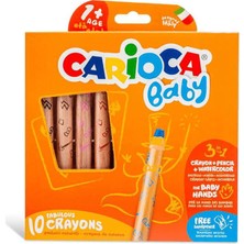 Carioca Jumbo Bebek Ahşap Gövde Kuru Boya Kalemi 10 Renk Kalemtraş Hediyeli 42818