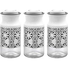 Esranın Dünyası 3 Parça Vakumlu Kapaklı Baharatlık Seti, Beyaz/siyah