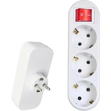 Esranın Dünyası Anahtarlı Düğmeli 3'lü Topraklı Priz, Çoklu Çoğaltıcı