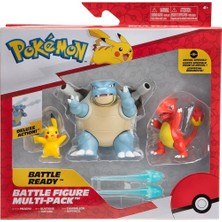 Toyfest Pokémon Battle Figure Multi-Pack Pikachu Blastoise Charmeleon 3'lü Figür Seti Orijinal Oyun