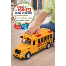 Toyfest Sesli Işıklı Pilli Okul Otobüsü Oyuncak Sarı Servis Arabası Açılır Kapılı 3 Yaş+