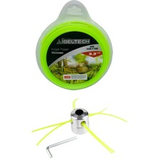 Johnser Motorlu Tırpan  Örümcek Başlık - Universal + Ibeltech Köşeli Tırpan Misinası 3.3 mm 46 Metre Çim Biçme Misinası – Yoğun Ot & Çalı Temizliği Için Dayanıklı Set