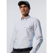 North Sails Regular Fit Yalıtımlı Uzun Kollu Çizgili Oxford Geniş Yaka Pamuk Gömlek