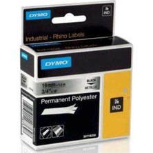 Dymo Rhinopro Sabitpolyester Şerit 19Mmx5.5Metre Metalik Gri/Siyah 18787