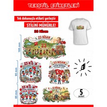 Agg Reklam Ütü ile Yapışan Kıyafet Etiketi 23 Nisan 5li Set